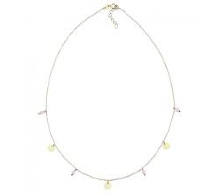 GARGANTILLA PLATA DORADA CUARZO ROSA Y CIRCULO LISO 00511606