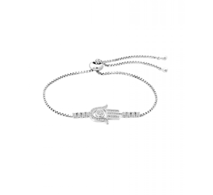 PULSERA LOTUS PLATA MANO DE FATIMA CIRCONITAS LP3642-2/1