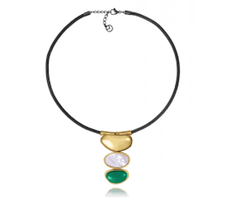 GARGANTILLA VICEROY ACERO DORADO Y NEGRO PIEDRAS 14348C01019