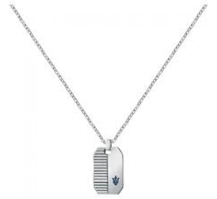 COLLAR MASERATI ACERO PLACA SIMBOLO AZUL JM222AVD02