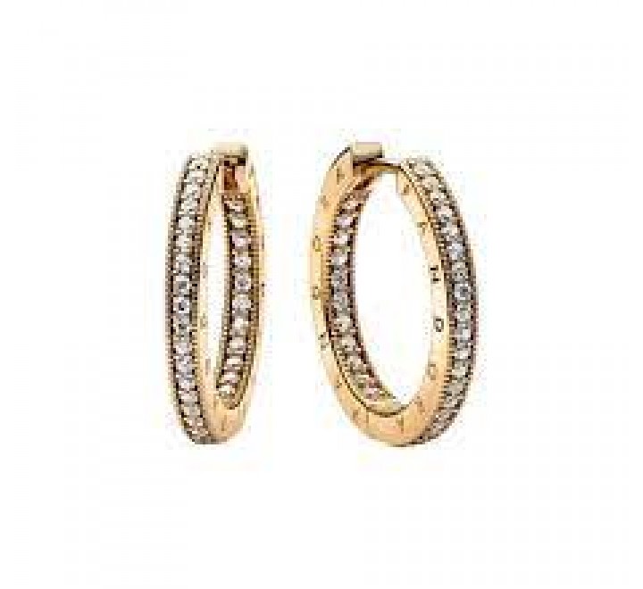 PENDIENTES PANDORA PLATA DORADA ARO CIRCONITAS 262738C01