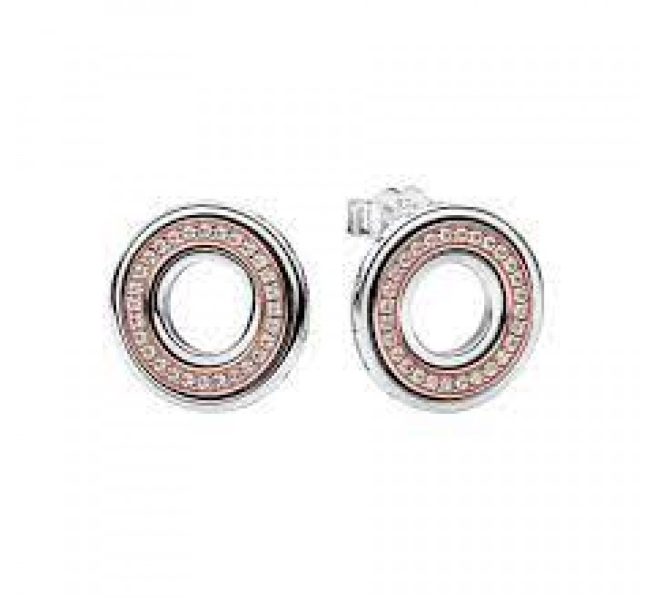 PENDIENTES PANDORA PLATA BICOLOR REDONDO CIRCONITAS 282780C01
