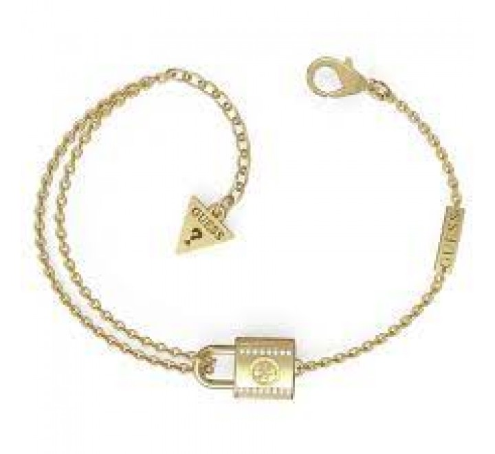 PULSERA GUESS ACERO DORADO CANDADO CIRCONTIAS JUBB01100JWYGS