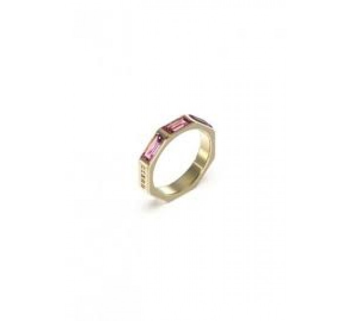 ANILLO GUESS ACERO DORADO PIEDRAS FUCSIA JUBR03174JWYGFC52