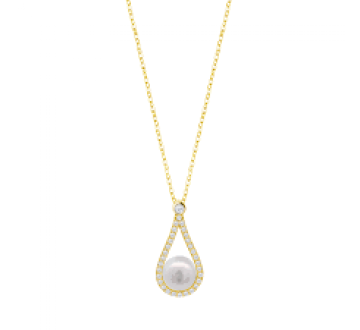 GARGANTILLA LOTUS PLATA DORADA CIRCONITAS PERLA LP3481-1/2