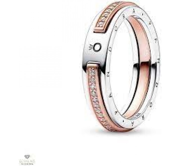 ANILLO PANDORA PLATA BICOLOR Y CIRCONITAS N?12 182773C01-52