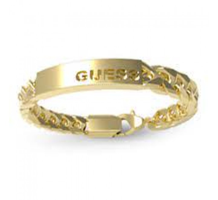 PULSERA GUESS ACERO DORADO CON CHAPA JUXB03004JWYGS