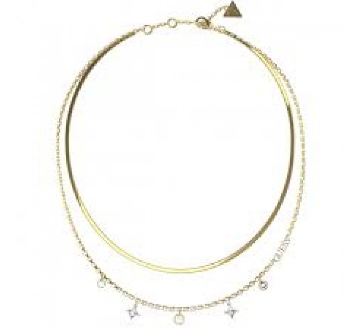 COLLAR GUESS ACERO DORADO DOBLE CIRCONITA JUBN03067JWYGWHT-U