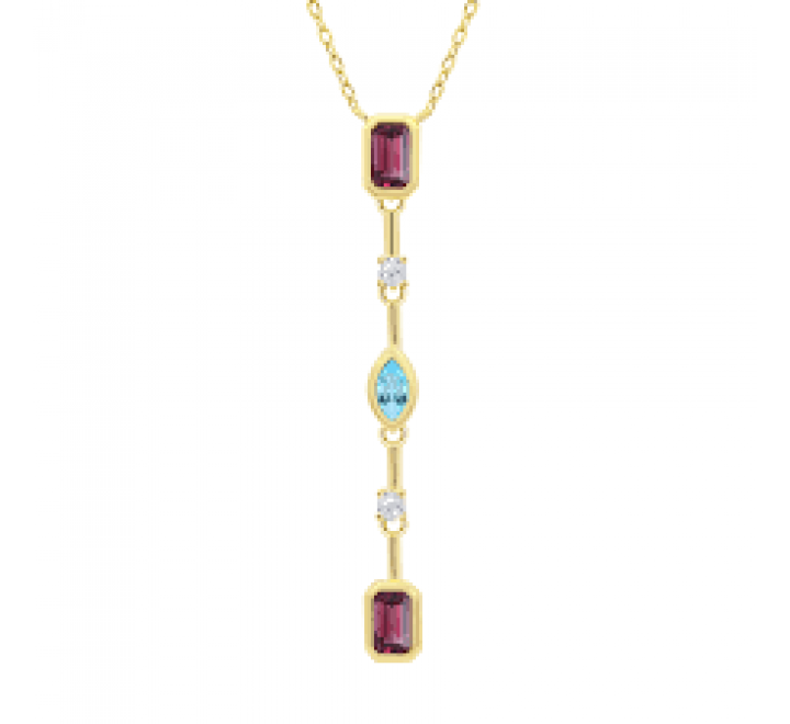 GARGANTILLA LOTUS PLATA DORADA CIRCONITAS COLOR LP3882-1/2