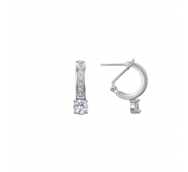PENDIENTES LUXENTER PLATA MEDIO ARO CIRCONITAS EH7970000
