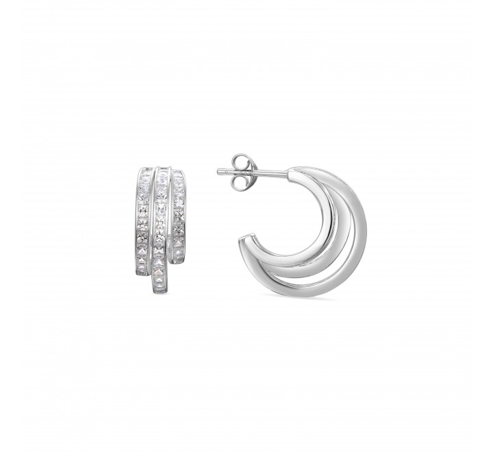 PENDIENTES LUXENTER PLATA ARO TRIPLE CIRCONITAS EH7980000