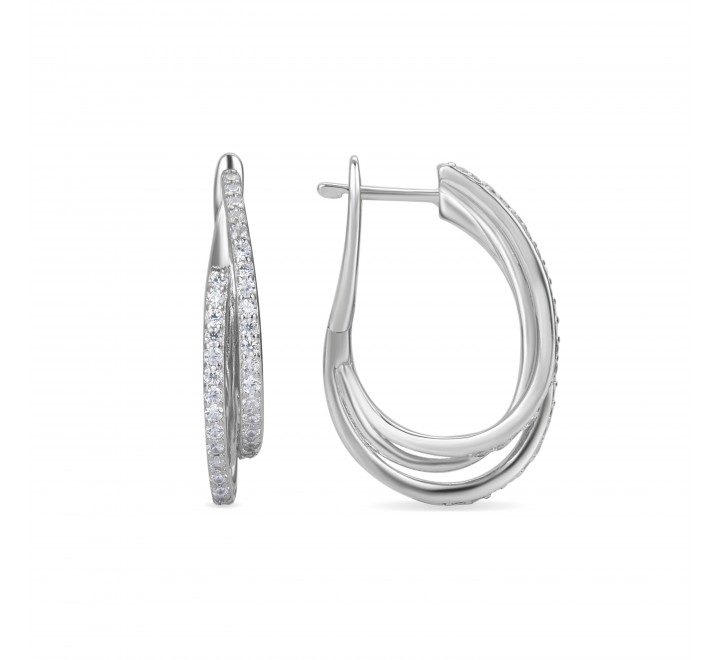 PENDIENTES LUXENTER PLATA DOBLE ARO CIRCONITAS EQ0310000