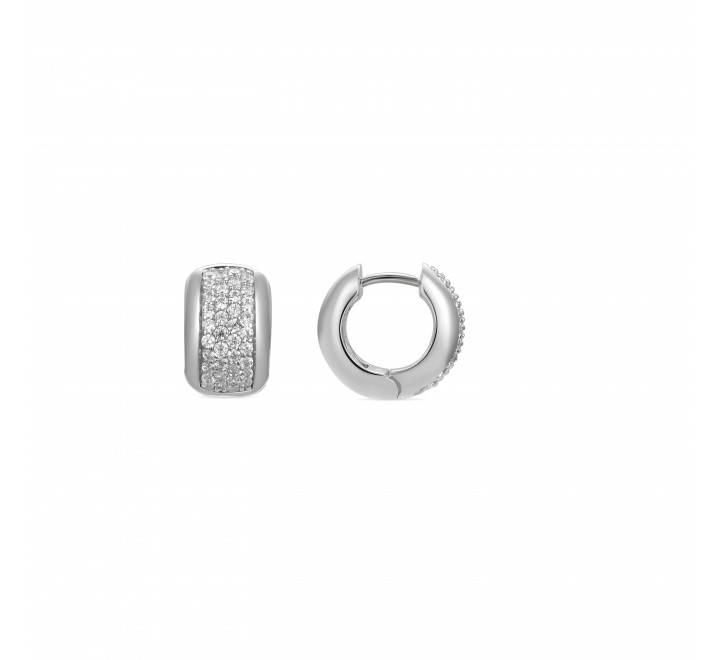 PENDIENTES LUXENTER PLATA ARO ANCHO CIRCONITAS EQ1520000