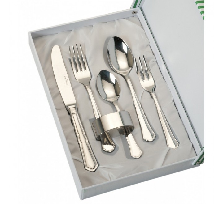SET 5 CUBIERTOS MAS SERVILLETERO ACERO GA4012B