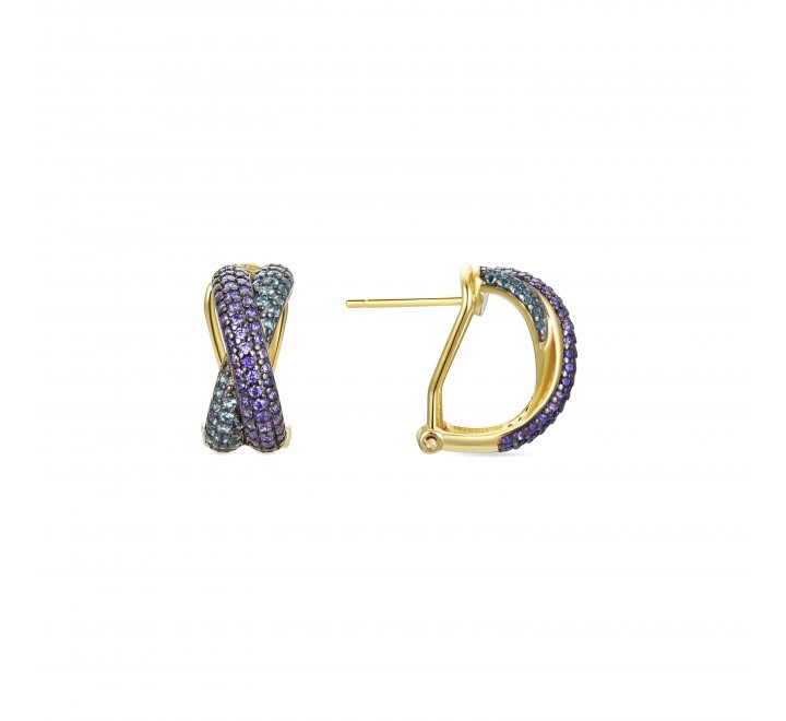 PENDIENTES LUXENTER PLATA DORADA CRUZADO COLOR ET159Y2000
