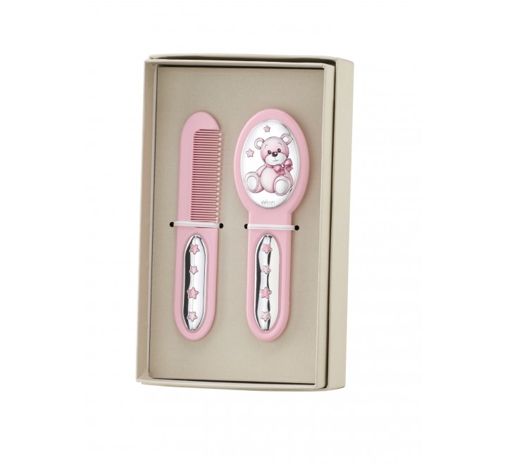 SET CEPILLO Y PEINE OSO LAZO ROSA EV3466/04R