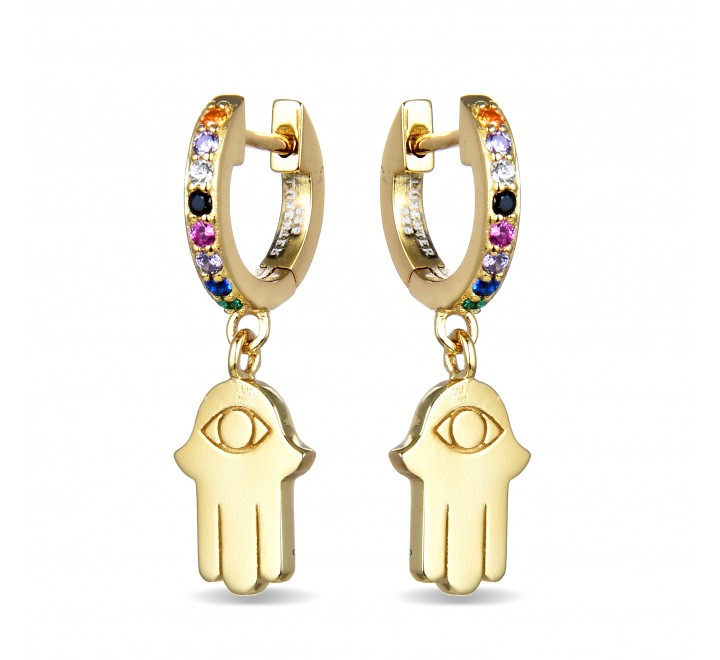 PENDIENTES LUXENTER PLATA DORADA ARO MANO FATIMA EXA278Y0000