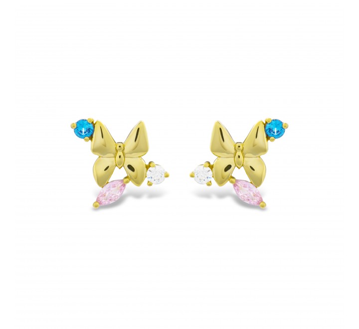 PENDIENTES LUXENTER PLATA DORADA LAZO Y CIRCONITAS EXA324Y92000