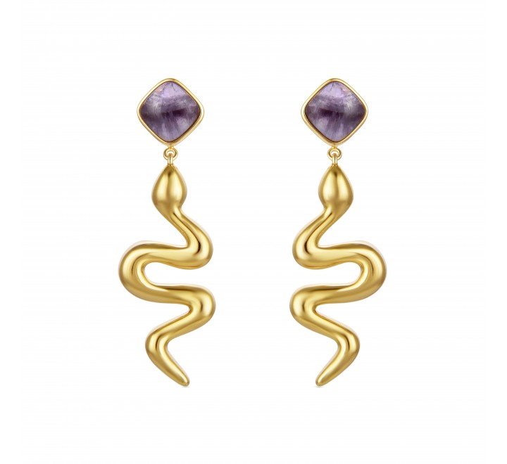 PENDIENTES LUXENTER PLATA DORADA AMATIST SERPIE EXA420Y22500
