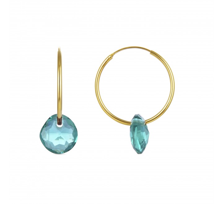 PENDIENTES LUXENTER PLATA DORADA ARO PIED VERDE EXA477Y97800