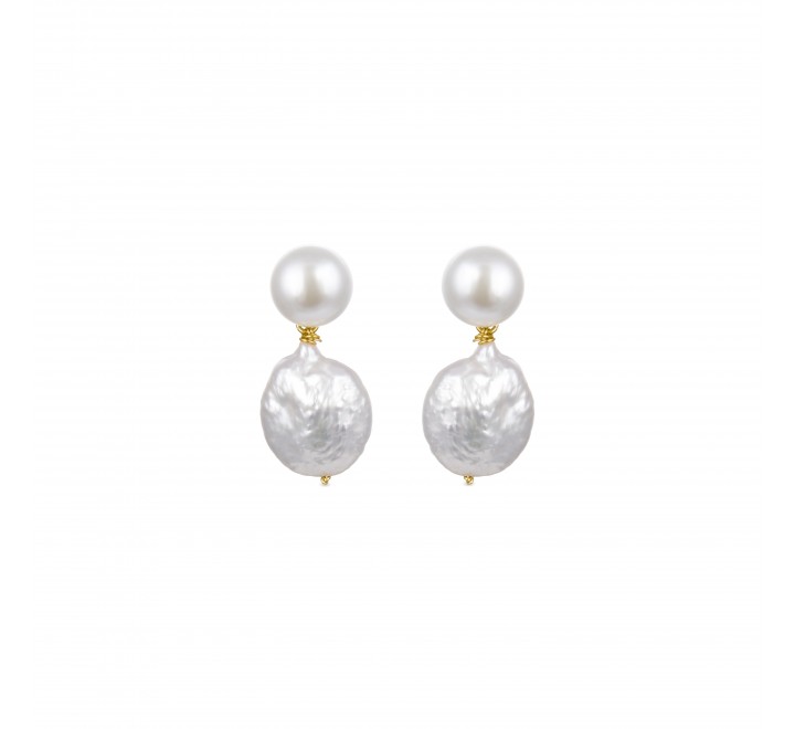 PENDIENTES LUXENTER PLATA DORADA PERLAS LARGO EXA502Y11400