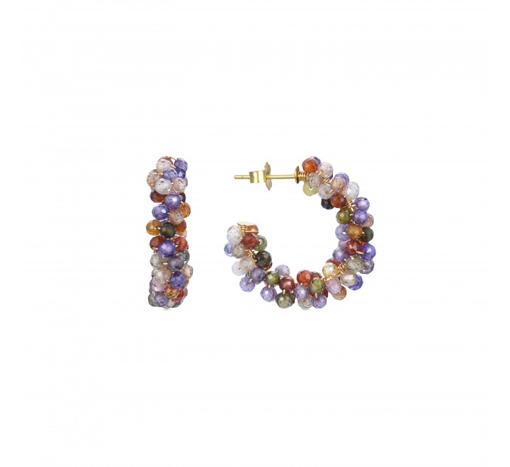 PENDIENTES LUXENTER PLATA DORADA ARO PIEDRAS EXA508YC2000