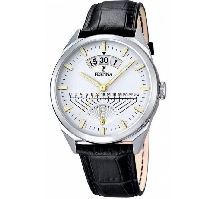 RELOJ FESTINA CORREA PIEL NEGRA CAJA ACERO F16873/2