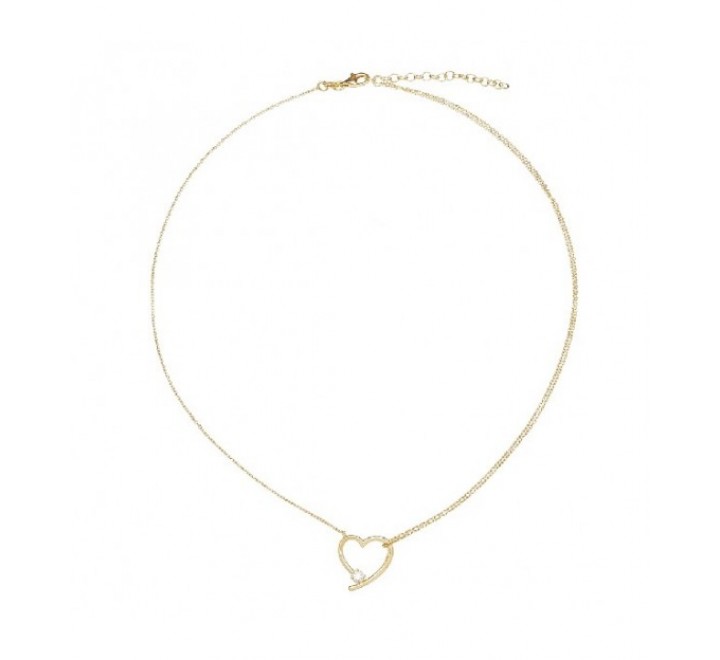 GARGANTILLA PLATA DORADA DOBLE CORAZON CIRCONITA GA1601CH