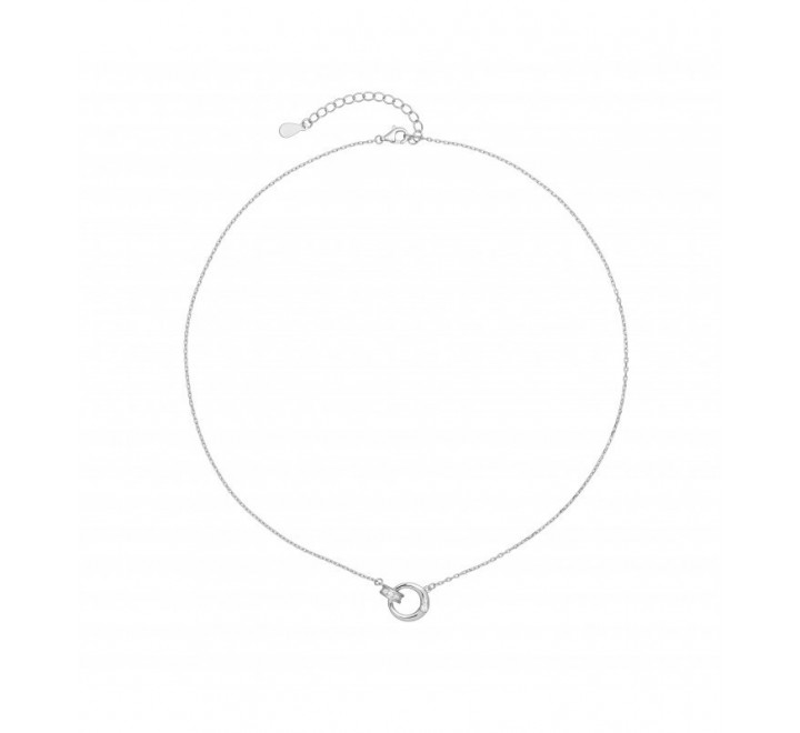 GARGANTILLA PLATA DOS AROS ENTRELAZADOS CON CIRCONITAS GA1561R