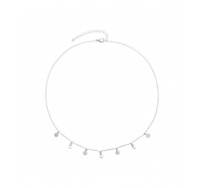 GARGANTILLA PLATA 4 DISCOS Y 3 PERLAS NATURALES GA1503R