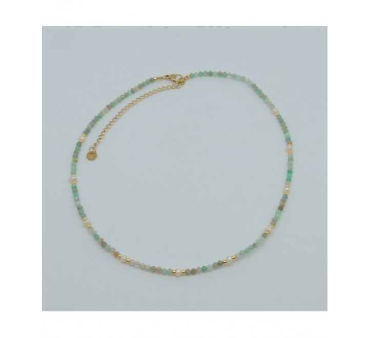 GARGANTILLA IVOIRE ACERO DORADO PIEDRAS VERDES Z2015149/S