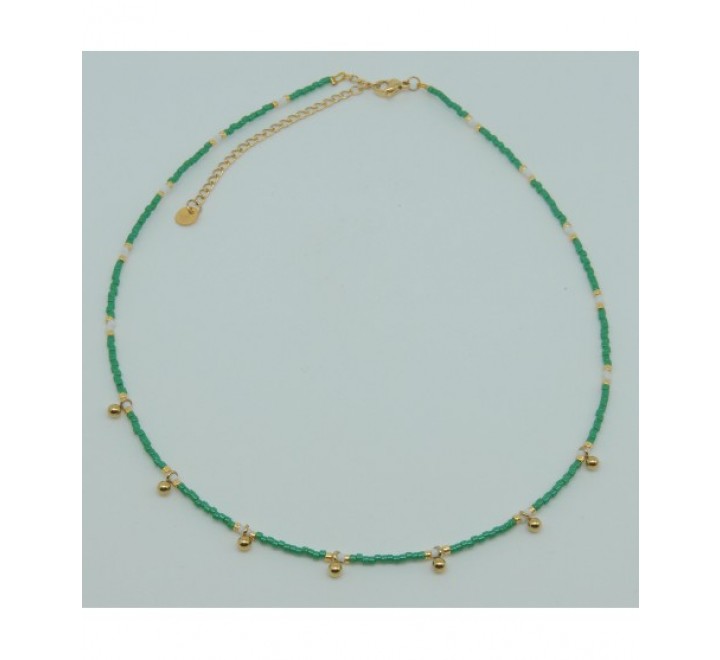 GARGANTILLA IVOIRE ACERO DORADO PIEDRAS VERDES Z2015153/31