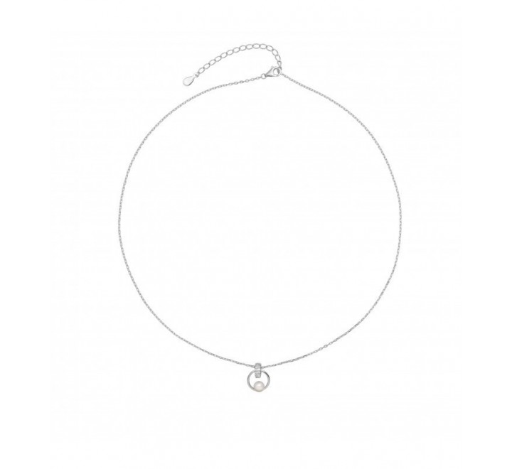 GARGANTILLA PLATA CIRCULO PERLA CENTRO GA1553R