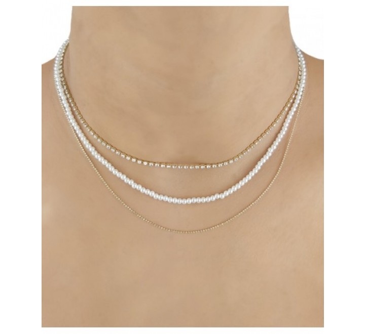 GARGANTILLA IVOIRE Z2014907 METAL CHAPADO Y PERLAS