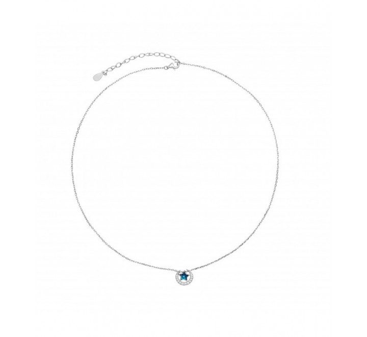 GARGANTILLA PLATA LUNA CIRCONITAS ESTRELLA AZUL GA1552R