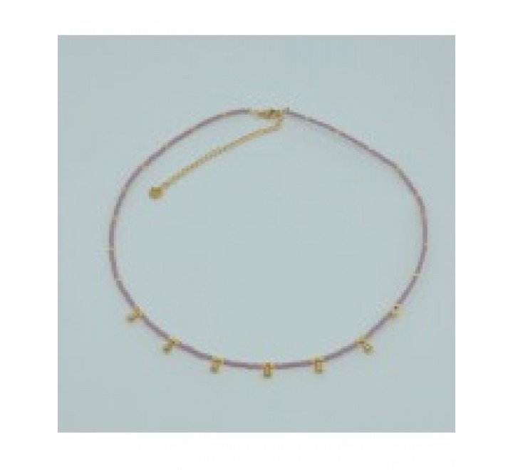 GARGANTILLA IVOIRE ACERO DORADO PIEDRAS MALVA Z2015153/2RS