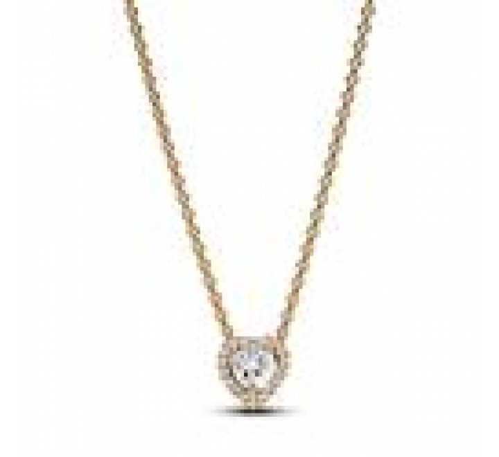 COLLAR PANDORA PLATA DORADA CORAZON CIRCONITAS 368425C01-45