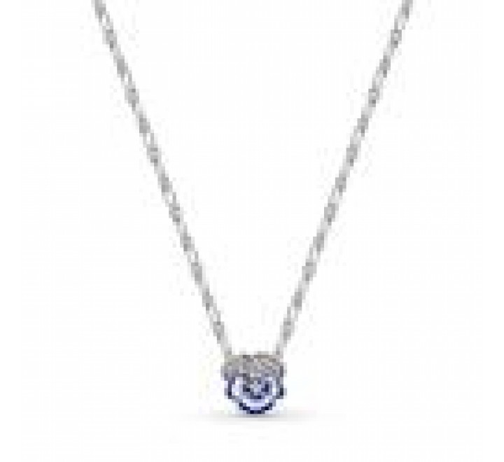 COLLAR PANDORA PLATA FLOR PENSAMIENTO AZUL 390770C01-50