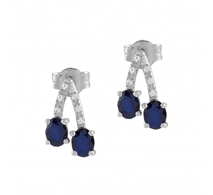 PENDIENTES ORO BLANCO DIAMANTES Y ZAFIROS GEA-107-117-UU