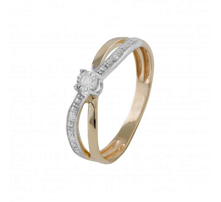 ANILLO ORO BICOLOR DIAMANTE 1,90M Y 4 0,05M GRN-401-009-14