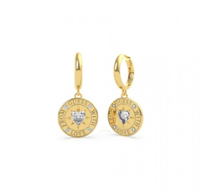 PENDIENTES GUESS UBE70027 ACERO DORADO AROS LISO COLGANTE