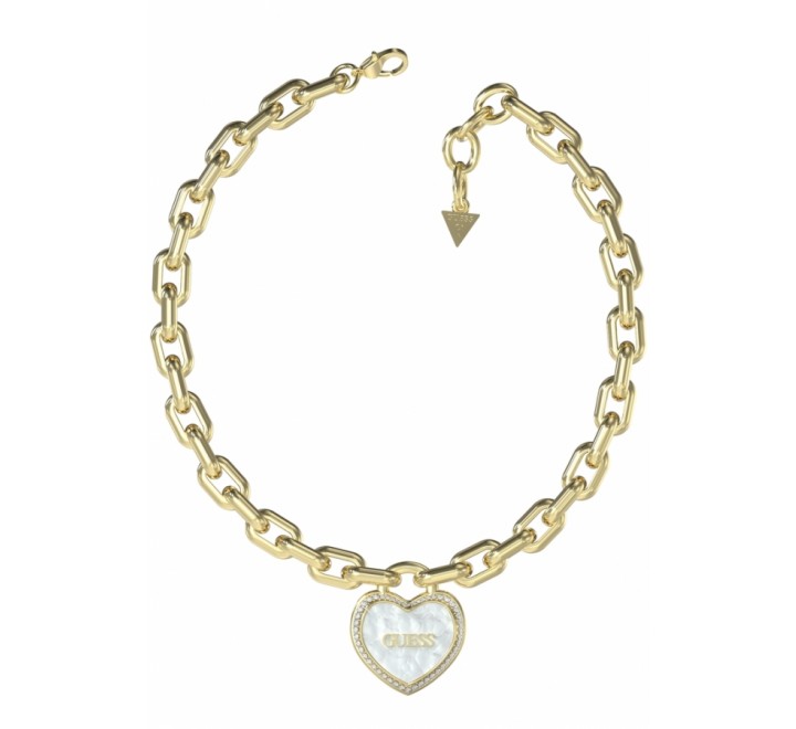 COLLAR GUESS ACERO DORADO CORAZON NACAR JUBN04020JWYGWHT-U