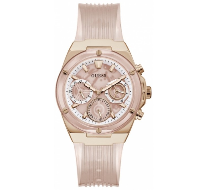 RELOJ GUESS CAJA ACERO ROSADO CAUCHO ROSA GW0409L3
