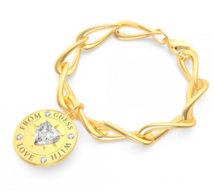 PULSERA GUESS UBB70004-S ACERO DORADO ANCHA CON COLGANTE