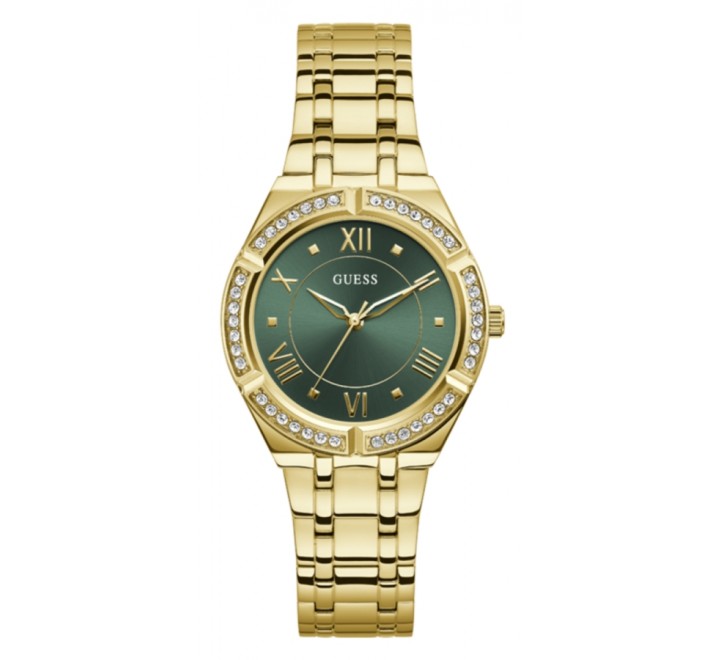 RELOJ GUESS ACERO DORADO ESFERA VERDE CIRCONITAS GW0033L8
