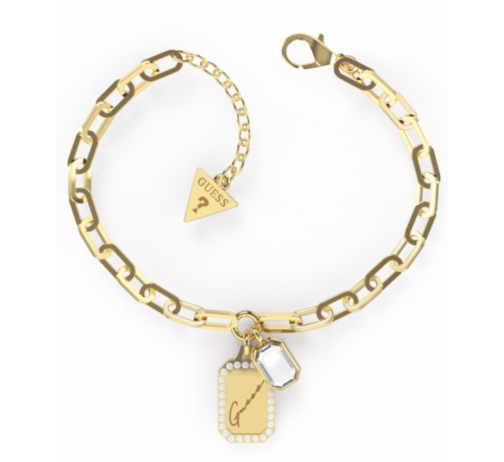 PULSERA GUESS ACERO DORADO CRYSTAL TAG JUBB01136JWYGS