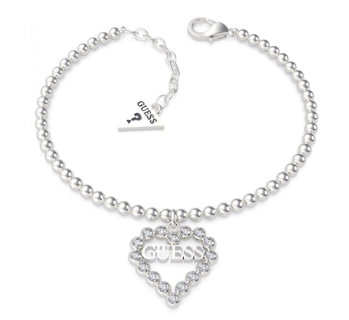 PULSERA GUESS UBB70086-S ACERO BOLITAS COLGANTE CORAZON