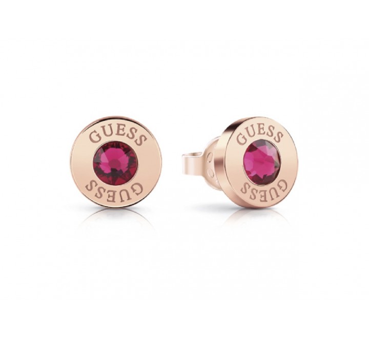 PENDIENTES GUESS UBE78093 ACERO ROSADO PIEDRA ROJA