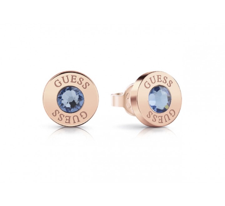 PENDIENTES GUESS UBE78102 ACERO ROSADO PIEDRA AZUL CLARO