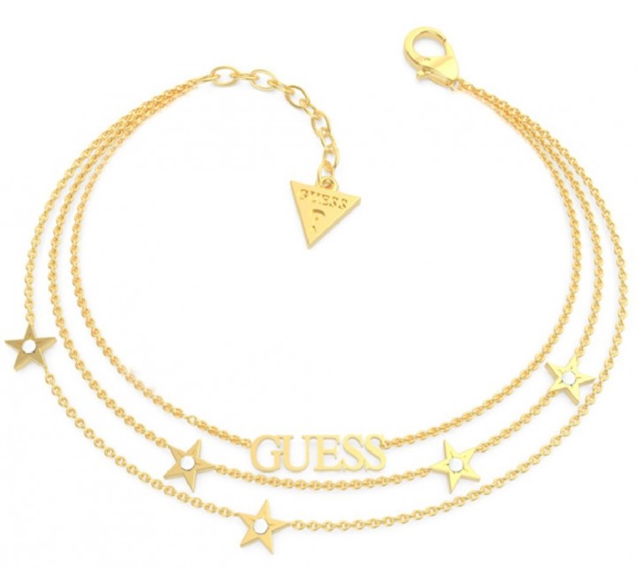 PULSERA GUESS UBB70078-S ACERO DORADO TRIPLE CADENA ESTRELLAS